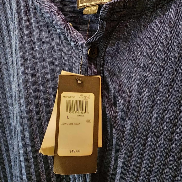 Guess Men Size L Silk Sheer Blue Long Sleeve shirt - Picture 4 of 4